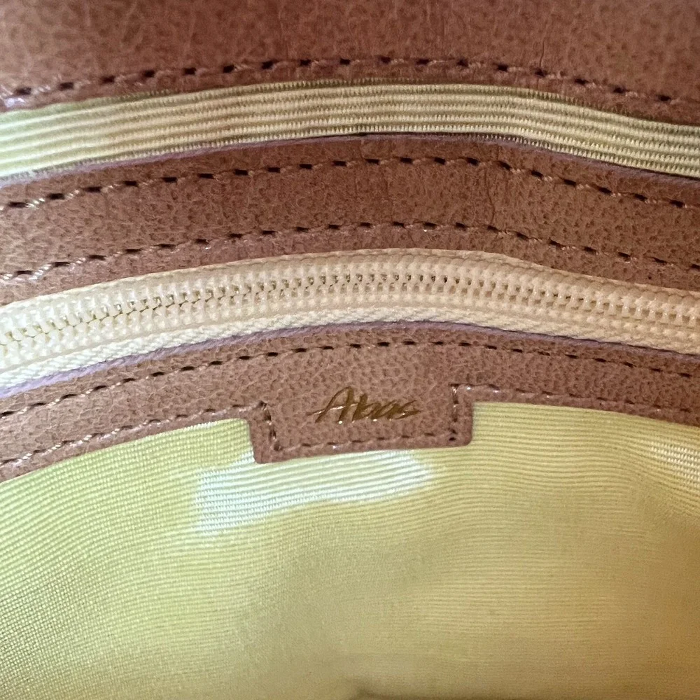 ABAS Snakeskin Embossed Yellow Brown Bag Clutch Purse